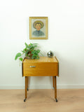 Original 1960s Wooden Midcentury Sewing Cart, Side Table or Nightstand