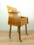 Original 1960s Wooden Midcentury Sewing Cart, Side Table or Nightstand