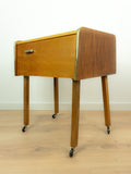 Original 1960s Wooden Midcentury Sewing Cart, Side Table or Nightstand