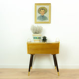 1960s Wooden Midcentury Sewing Box, Side Table or Nightstand