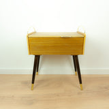 1960s Wooden Midcentury Sewing Box, Side Table or Nightstand