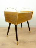 1960s Wooden Midcentury Sewing Box, Side Table or Nightstand