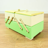 1950s Pastel Green Yellow Midcentury Cantilever SEWING or JEWELRY BOX