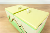 1950s Pastel Green Yellow Midcentury Cantilever SEWING or JEWELRY BOX