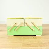 1950s Pastel Green Yellow Midcentury Cantilever SEWING or JEWELRY BOX