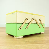 1950s Pastel Green Yellow Midcentury Cantilever SEWING or JEWELRY BOX