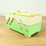 1950s Pastel Green Yellow Midcentury Cantilever SEWING or JEWELRY BOX