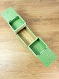 1950s Pastel Green Yellow Midcentury Cantilever SEWING or JEWELRY BOX