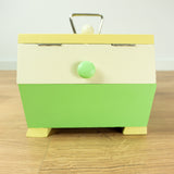 1960s Pastel Green Yellow Midcentury Cantilever SEWING or JEWELRY BOX