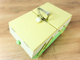 1960s Pastel Green Yellow Midcentury Cantilever SEWING or JEWELRY BOX