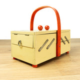 Vintage 50s Art Deco Sewing Box – Ivory Red Jewelry Organizer