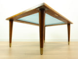 Midcentury Wooden Smoked Glass Coffee Table - Plant Stand with Tapered Legs