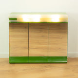 XXL bicolor green 80s Illuminated Mirrored Doors Medicine Cabinet