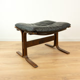 1960s midcentury LEATHER LOUNGE OTTOMAN 'Siesta' Ingmar Relling Norway