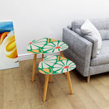 Triangle 60s Retro Tripod Nesting Table Set, Daisies on Green