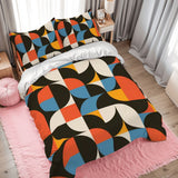 60s Geometric Retro Pattern Duvet Cover Set: Full Double Size Bedding