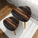 Triangle 60s Retro Tripod Nesting Table Set, Weathered Wood Print