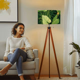 1970s Retro Scandi Tripod Floor Lamp, Green Leaves