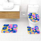 Floral Midcentury 3-Piece Bath Mat Set | Retro 70s Vibrant Pattern