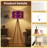 Scandi Retro Tripod Floor Lamp, Leopard Rainbow Pattern