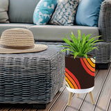 Black Orange Yellow, 70s Scandi Style Plant Pot with Wooden Legs