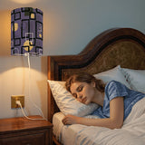 50s Retro Wall Sconces Set –  Smart LED, Violet Geometric