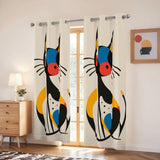 Atomic Cat Blackout Curtains with Silver Grommet - 50s 60s Retro Decor