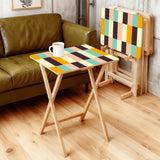 Wooden TV Dinner Trays Set of 4 with Storage Rack – Retro Folding Tables
