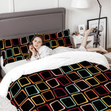 Black 60s Retro Comforter Set: Queen Size Microfiber Bedding