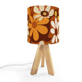 70s Flower Power Retro Wooden Tripod Table Lamp – Smart LED Midcentury Light
