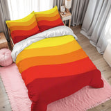 Bright 70s Retro Duvet Cover Set: Orange Yellow Red Queen Size Bedding Set