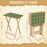Checkered Green White Retro TV Trays Set of 4 with Wooden Storage Rack