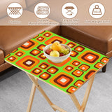 Retro 70s Style Folding TV Trays Set of 4 + Storage Rack Wooden Tables