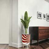 Sunburst 70s Style Planter with Wooden Legs: Retro Midcentury Home Decor