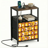 Retro 70s Bedside Cabinet with Integrated Power Access + Drawers