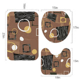 Retro 50s Style Bathroom Mat Set | Retro Midcentury 3-Piece Rugs, Geometric Pattern