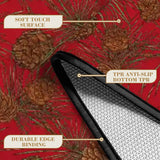 Red Holidays Season Vintage Style Hallway Retro Runner Rug with Pine Cones