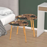 Triangle 60s Retro Tripod Nesting Table Set - Brown Black White Atomic