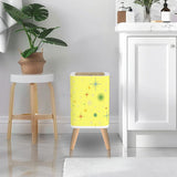 Square Trash Can with Lid, Christmas Stars Celestial Yellow