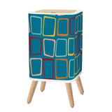 Retro Nordic Square Small Trash Can with Lid, 60s Squares Blue