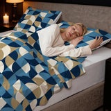 Retro 60s Geometric Twin Duvet Cover Set: Midcentury Modern Bedding 55"x79"