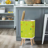 Square Trash Can with Lid, Christmas Stars Celestial Chartreuse Green