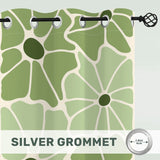 Midcentury Modern Floral Blackout Curtains: Green White 60s Retro Decor