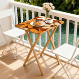 Brown Orange Daisies retro TV tray set of 4, on a balcony with coffee and pastries