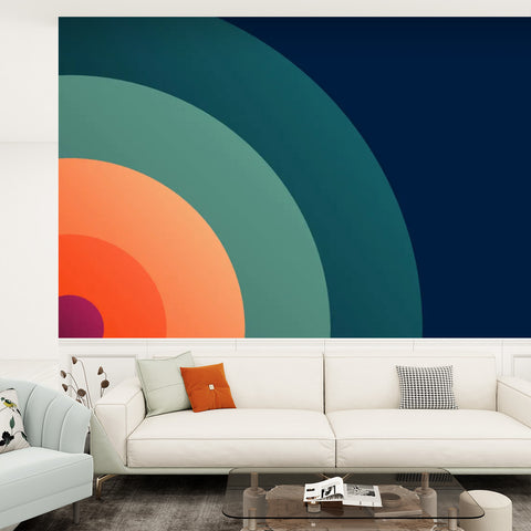 Retro 70s Peel and Stick Wallpaper: Mid-Century Modern Removable Mural
