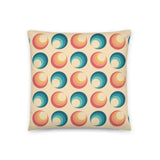 ABSTRACT 60s RETRO PILLOW Blue Orange Beige Circles Midcentury Style Home Decor - retro pillow