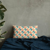 ABSTRACT 60s RETRO PILLOW Blue Orange Beige Circles Midcentury Style Home Decor - retro pillow