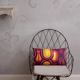 Abstract 70s MIDCENTURY STYLE PILLOW Red Orange Yellow Brown Waves Stripes - retro pillow