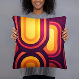 Abstract 70s MIDCENTURY STYLE PILLOW Red Orange Yellow Brown Waves Stripes - retro pillow
