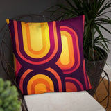 Abstract 70s MIDCENTURY STYLE PILLOW Red Orange Yellow Brown Waves Stripes - retro pillow